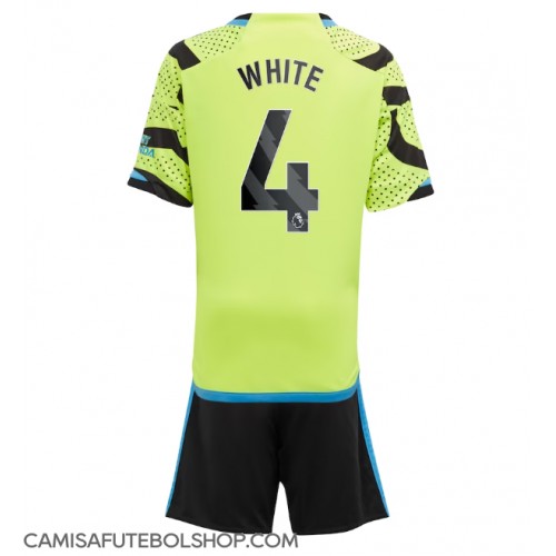 Camisa de time de futebol Arsenal Benjamin White #4 Replicas 2º Equipamento Infantil 2023-24 Manga Curta (+ Calças curtas)